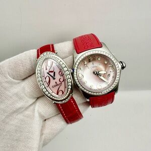 Corum Red and Silver Watches Set Factory Diamonds